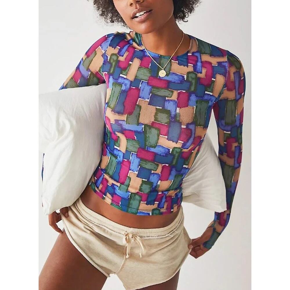 Only Hearts Y2K Mesh Long Sleeve Tshirt Small Sheer Retro 90s Indie Statement